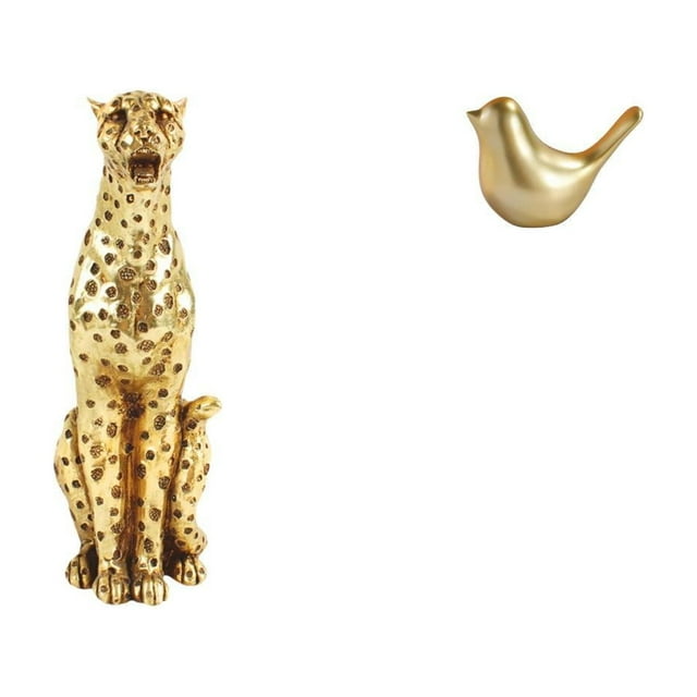 Figura de dorada, adorno moderno de escritorio, figura de pájaro, decoración dorada para el hogar, estatua de animal hecha de resina, apta pa