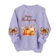 thumbnail image 4 of VKOYWKM Women's Happy Thanksgiving Sweatshirt Funny Letter Pumpkin Print Long Sleeve Crewneck Fall Pullover Tops, 4 of 5