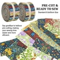 thumbnail image 2 of iMzoon 80 Pcs Jelly Roll Fabric Strips Vintage William Morris Flowers Quilting Fabric Roll Fabric Squares Jelly Patchwork Precut Strips Bundles for Materials Craft DIY Sewing Cloths, 2 of 11