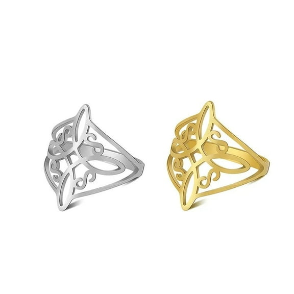 Romantic Trendy Celtic Knot Infinity Ring, Stainless Steel Irish Witch Knot Couple Rings for Women and Men, 2G