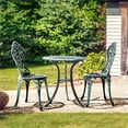 thumbnail image 2 of Topeakmart Outdoor Patio Bistro Table Set with Adjustable Foot Pads, 3 Pieces, Green, 2 of 7