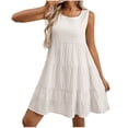 thumbnail image 3 of TAGOLD Womens Camis Sleeveless Dress Plaid Crew Neck Loose Casual Summer Midi Dress, 3 of 5