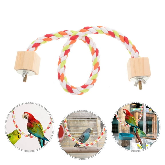 WHAMVOX Cotton Rope Bird Perch for Parrots and Small to Medium Birds with Comfortable Beige Stand 10.5 Inches