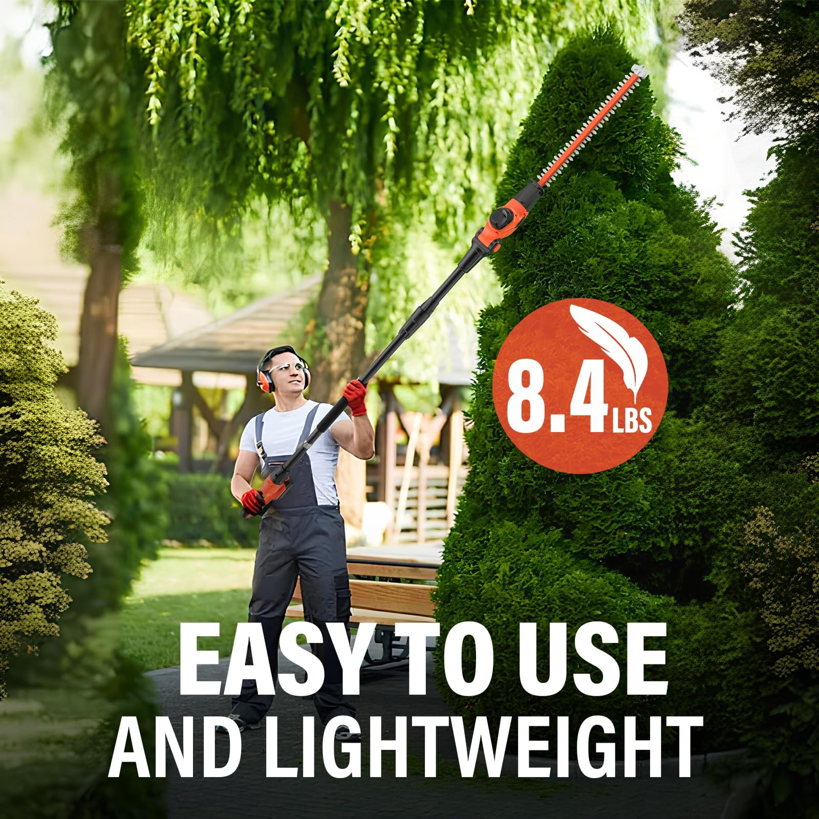 MAXLANDER Hedge Trimmer 18-Inch Cordless Pole Hedge Trimmer, 16-Feet Max Reach Hedge Trimmer with Extension Pole, Multi-angle Adjustable, 2.0Ah Battery and Charger Included
