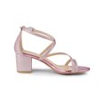 thumbnail image 4 of BLISSFUL STEP Women's Open Toe Sandal Glitter Crisscross Strap Block Heel Prom Sandals, 4 of 9