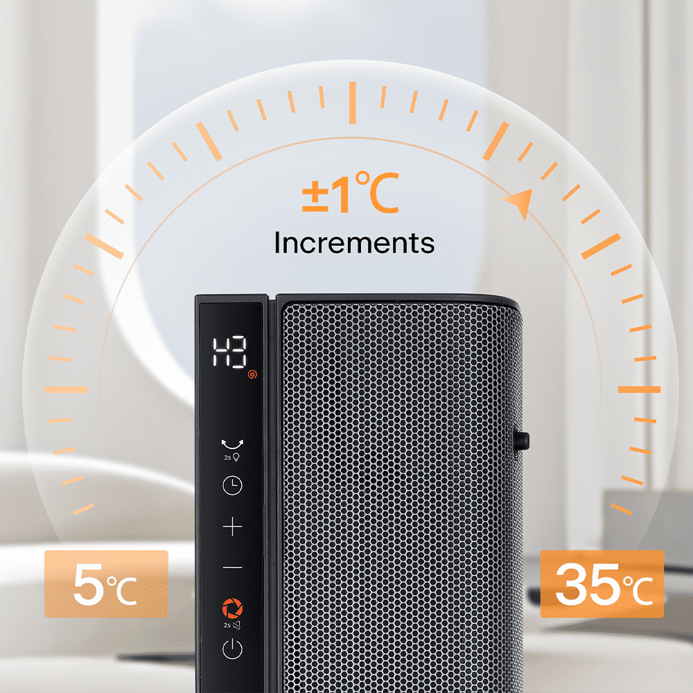 Pelonis 1500W Vertical and Horizontal Ceramic Tower Space Heater with Electric Remote Control, Black