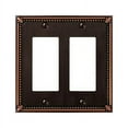 thumbnail image 2 of Amerelle Imperial Bead Aged Bronze Brown 2 gang Die-Cast Metal Rocker Wall Plate 1 pk, 2 of 2