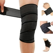 (2 Pack) 1 Pair Elastic Knee Brace Compression Bandage Straps Wraps Support for Legs Pain Relief Knee Pad Sleeve for Women Men Running Basketball Tennis Soccer Football