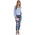 thumbnail image 5 of hirigin Women's Spring Autumn Long Shirt Solid Color Long Sleeve Irregular Hem Button Blouse, 5 of 9