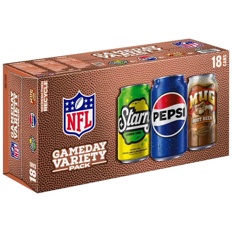 Pepsi NFL Gameday Variety pack, 12 fl oz, 18ct cans - Walmart.com