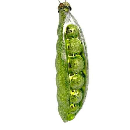 Pea Pod Ornament - Blown Glass Christmas Tree Food Holiday Decoration