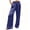Blue, variant on Womens Satin Pajama Pants Silkly High Waisted Drawstring Sleep Pants Loose Pj Bottom with Pockets Loungewear Red Medium