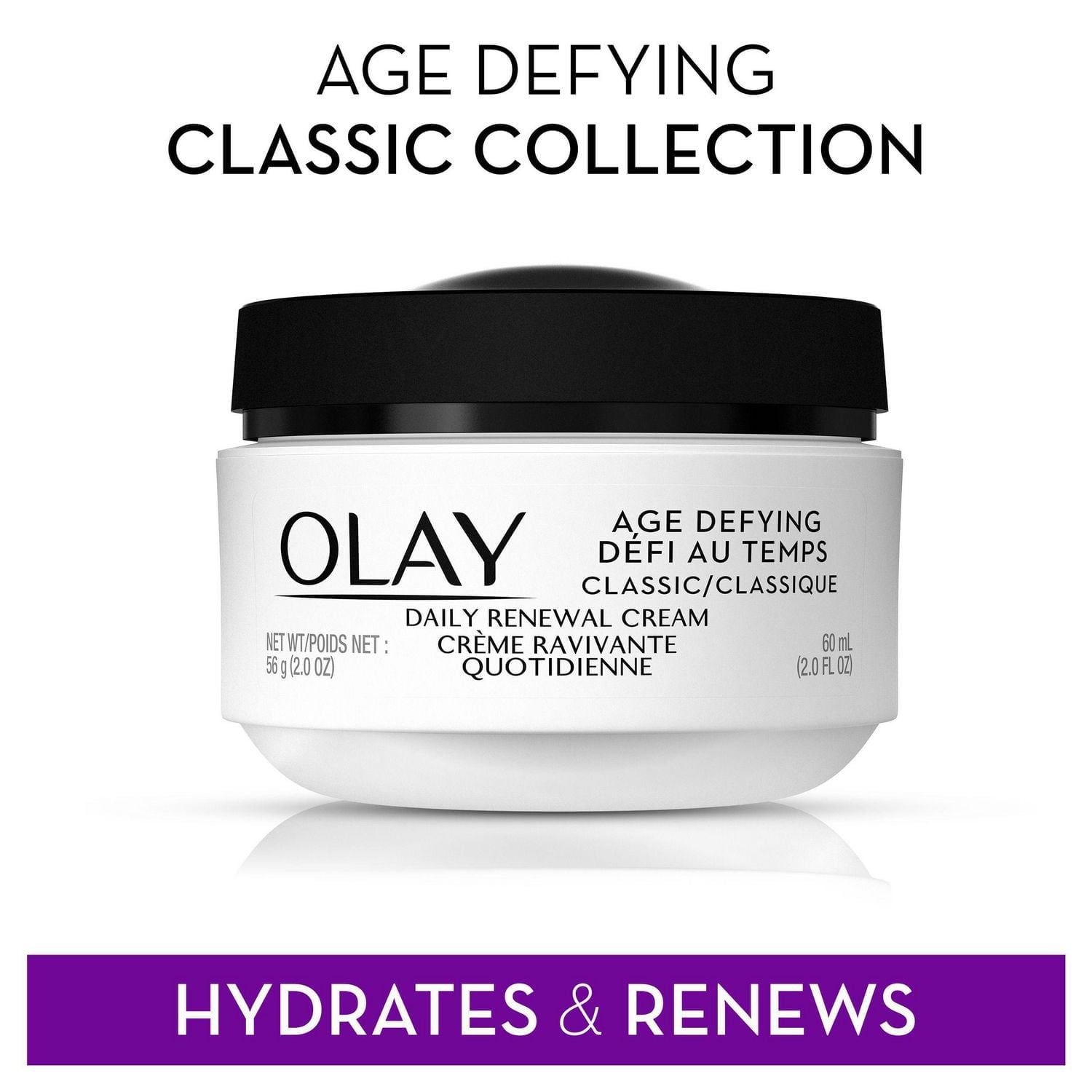 Crème ravivante quotidienne classique Olay Défi au temps, hydratant pour le visage, 60 mL 60 mL
