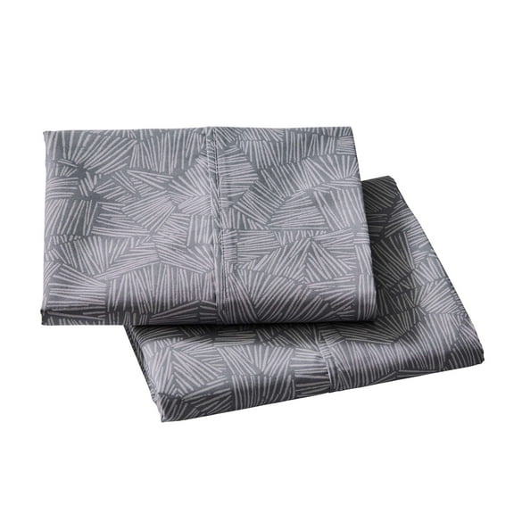 Better Homes & Gardens 2-Piece 300 Thread Count Cotton Percale Ziggy Geo Print Grey Flannel Pillowcases, King