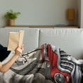 thumbnail image 3 of Retro Soft Flannel Fleece Throw Blanket, European Parisian City Scenery with Old Auto Mousque and Eiffel Silhouette Art, Cozy Plush for Indoor and Outdoor Use, 60" x 80", Red Cream Grey, by Ambesonne, 3 of 5
