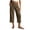 Brown, variant on Womens Gingham Plaid Drawstring High Waist Cropped Wide Leg Capri Pants Dual Side Hand Pockets Lightweight Woven Loose Flow Casual Everyday Trousers