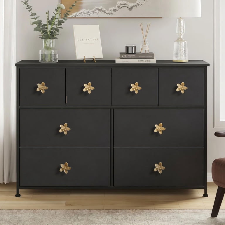 8 Pack 2.4 Inch Brushed Gold Flower Cabinet Knobs, Vintage Floral Drawer Pulls – Decorative Dresser Handles for Furniture, Vanity, Closet, Bathroom – 