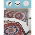 thumbnail image 4 of Quilts Queen Size, Red Navy Blue Boho Soft Comforter Bedding Set for Bed, Vintage Ethnic Geometric Lightweight Quilted Bedspread with Pillow Cover(2 Pieces) for All Season, 90x96 Inch, 4 of 6