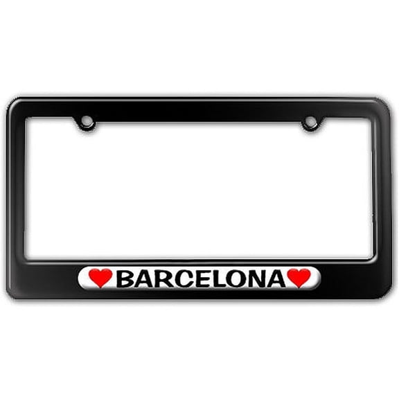 Barcelona Love with Hearts License Plate Frame