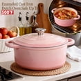 thumbnail image 5 of Enameled Cast Iron Dutch Oven, TAIMASI 5QT Dutch Oven Pot with Lid & Cotton Potholders, Heavy-Duty Cookware for Braising, Stews, Roasting, Bread Baking, All Stovetop Compatible (Pink), 5 of 8