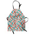 thumbnail image 1 of Geometric Apron Mosaic Motif with Traditional Fractal Forms Grid Graphic Print, Unisex Kitchen Bib Apron with Adjustable Neck for Cooking Baking Gardening, Orange Turquoise Warm Taupe, by Ambesonne, 1 of 3