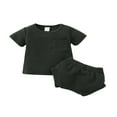 thumbnail image 1 of Ensemble de Vêtements Unis pour Bébé T-shirt à Manches Courtes Col Rond avec Poche + Short pour l'Été, 1 of 7