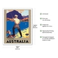 thumbnail image 2 of Tasmania Australia - Fly Fishing - Vintage Travel Poster by John Vickery c.1933 - Fine Art Matte Paper Print (Unframed) 16x20in, 2 of 4