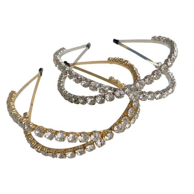 1 Uds. Diadema decorativa con diamantes de imitación de aleación vintage cruzada recortada