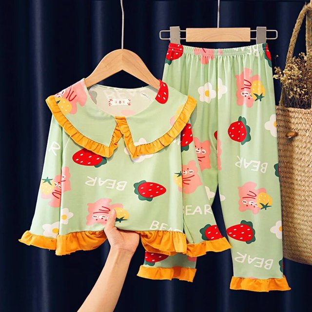 Conjunto de pijamas Kawaii Sanrio para niños y mujeres, ropa de dormir para el hogar, Anime Kitty Melody Cinnamoroll, pantalones de manga larga, Primavera