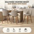 thumbnail image 6 of Hawsaiy Modern Swivel Bar Stools Set of 2, 26" Counter Height Bar Stools with Back, Upholstered Chenille Bar Chairs, Solid Wood Legs Kitchen Island Stools with Footrest, Khaki, 6 of 12