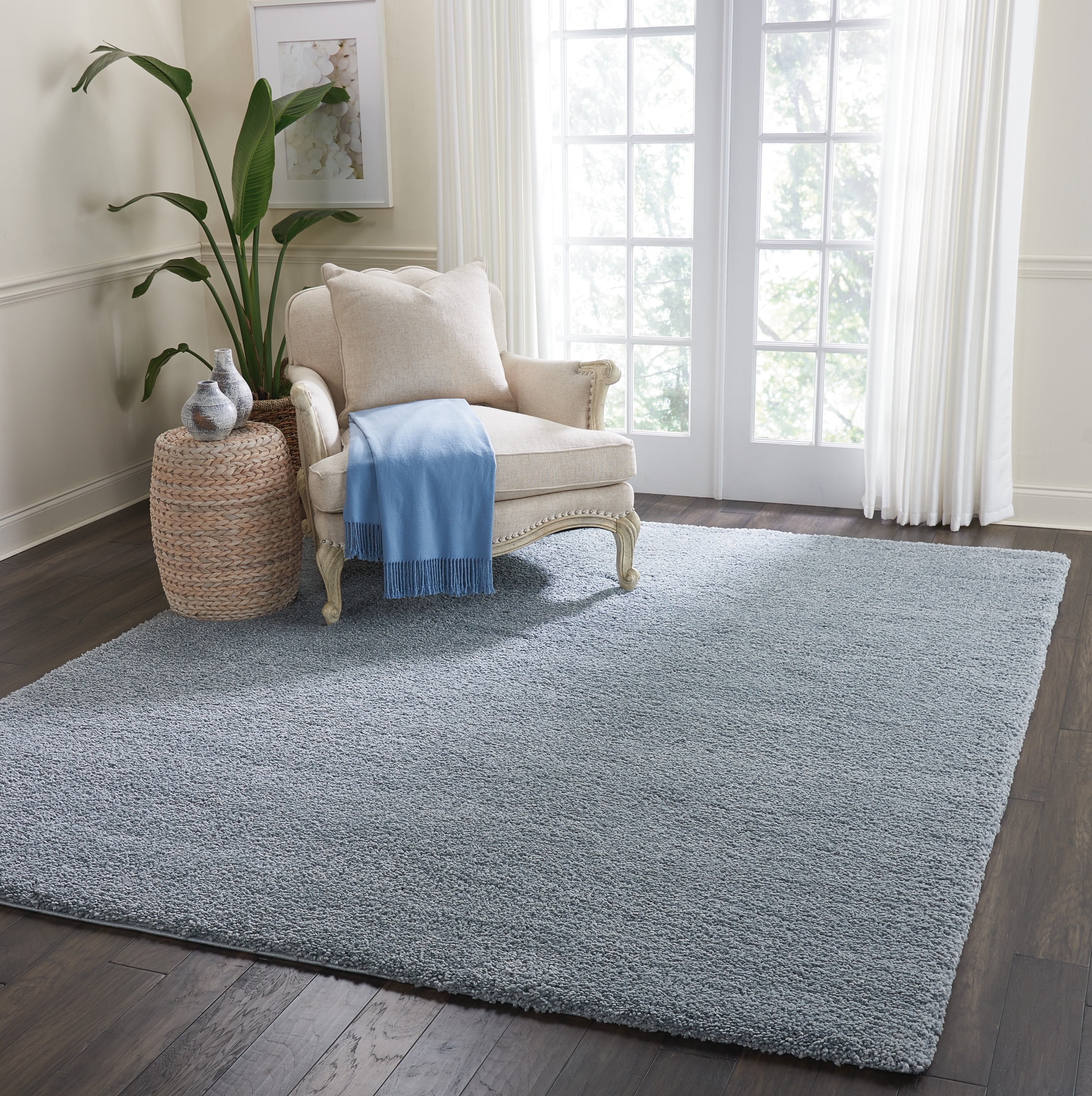Photo 1 of Malibu Shag Solid Slate Area Rug  7ft10inX9ft10in