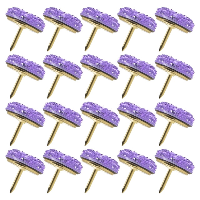 OULII 20Pcs Purple Decorative Push Pins with Shiny Rhinestone for Cork Bulletin Boards and Office Use