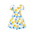 thumbnail image 1 of Robe Fille Vintage Manches Courtes Bleu Jaune à Pois Coton Décontractée 7 Ans, 1 of 6
