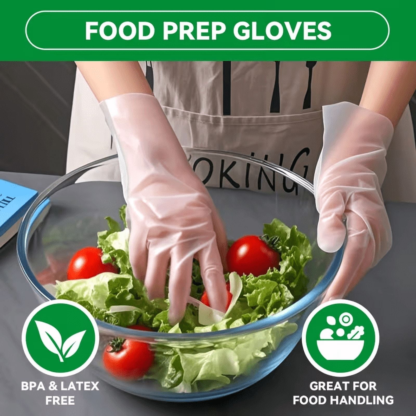 1000Pcs Food Prep Gloves Disposable, Clear Plastic Gloves Food Grade Waterproof, Oil-Resistant, Ambidextrous, Safe for Kitchen Cooking, Food Handling(S Size)