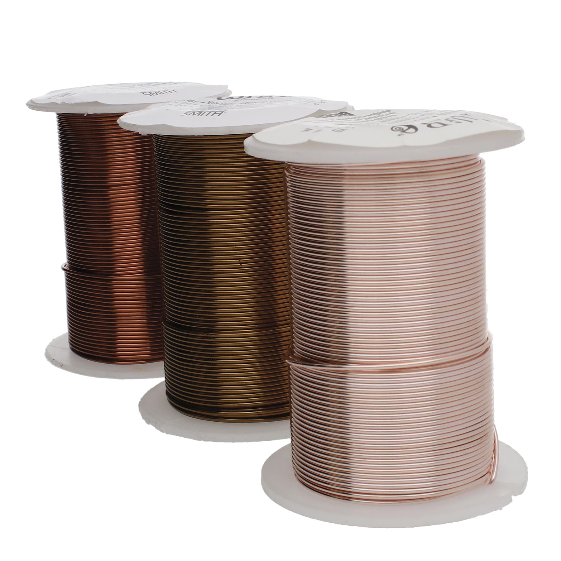 The Beadsmith Wire Elements 18-Gauge Lacquered Tarnish-Resistant Copper Wire for Jewelry Making, 4-10 Yard, 9.14 Meter Spools (Antique Copper, Vintage Bronze, & Rose Gold Color)