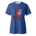 thumbnail image 4 of TSADFHJI Chandail en Molleton Col Rond pour Femmes, T-Shirt Imprimé Cancer de Noël, Manches Courtes, TTTTG Bleu, 4 of 5