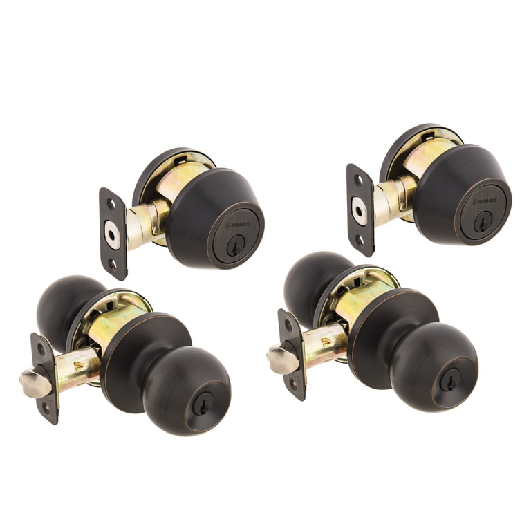Brinks Keyed Entry Doorknob & Deadbolt Twin Pack, Bronze photo 6