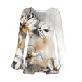 thumbnail image 3 of ICHUANYI, liquidación, trompeta informal para mujer, manga larga, estampado abotonado, corsé fruncido básico, túnica, Tops, camisetas plisadas, blusas ICHUANYI WER2023082201145, 3 of 4