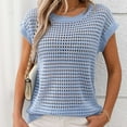 thumbnail image 2 of Quinlirra Womens Summer Tops under $10 Casual Cover Ups for Women Round Neck Solid Color Hollow Out Sunscreen Knitted Sweater Cover Up Sleeveless Tops, 2 of 6