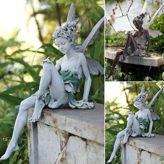 LAMIRO Sitting Fairy Statue Garden Ornament Resin Craft Landscaping Yard Decoration Home Garden Decoration Outdoor large Size Fairy