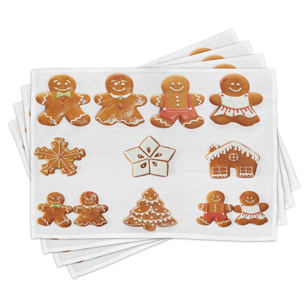 Gingerbread Man Placemats Set of 4 Vivid Cute Christmas Gingerbread