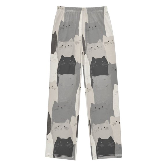 FORMRS Kids Pajama Pants with Pockets Size 6-8Y Boys Lounge Sleep Bottoms, Gray Cute Cats