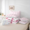 thumbnail image 5 of Feelyou Girly Pink Bow Bedding Comforter Set 7 Pieces for Teens, Kawaii Cartoon Bowknot Full Bedding Set, Princess Style Reversible Fitted Sheet Flat Sheet, Breathable Home Decor, 5 of 7