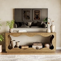 Finmind TV Stand for 32–65" TVs, Rustic Brown Media Console with Wavy Built-In Storage, Modern Entertainment Center for Living Room, Bedroom, Apartment