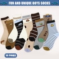 thumbnail image 5 of Lorrita 10 Pairs Kids Socks for Boys Funny Cartoon Athletic Boys Socks Colorful Pattern Print Boys Crew Socks 4-7 Years, 5 of 6