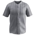 thumbnail image 2 of Ace Polyester Button-Front Baseball Jersey, Adult Medium, Grey with Black Pinstripes, 2 of 2