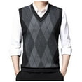 thumbnail image 2 of MNCEKFOD Seater Vest for Men Plaid Knitted V Neck Sleeveless Business Work Comfy and Soft Slim Fit 2025 Pullover Fall Winter Clothes Grey L, 2 of 8