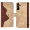 thumbnail image 2 of ﻿For Samsung Galaxy A15 4G/5G 6.5" Splicing Leather Pattern Flip Buckle Attachment/Closure, Card Slots/Pocket, PU Leather Flip Wallet Case,Yellow,For Galaxy A15 4G/5G, 2 of 6