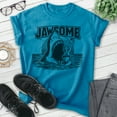 thumbnail image 2 of Jawsome Shark T-shirt, Unisex Women's Men's Shirt, Shark Pun Great White Week Summer Saying Beach, Heather Blue, Medium, 2 of 6