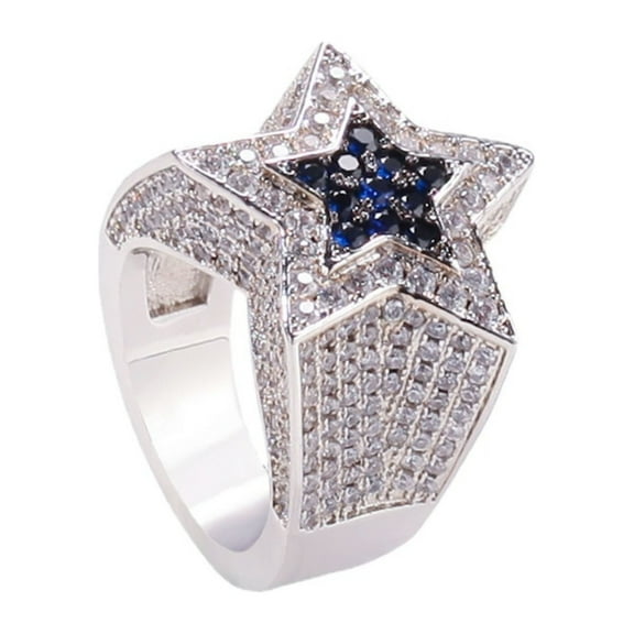White/Gold Rings for Men Luxury Shiny Star Rings Iced out Hip Hop Cubic Zirconia Men Rings